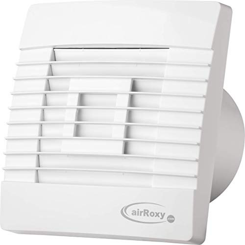 Badventilator Ø 150 mm Jalousie/Lamellen mit Bewegungsmelder/Präsenzmelder und Timer/Nachlauf Badlüfter Lüfter Ventilator weiß Front 15 cm prestigeMS Wandlüfter Ventilator Einbaulüfter Bad Küche