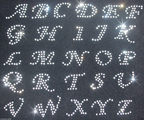 Alphabet Letter Sheet 1.5 Inch Fancy Clear Iron-On Rhinestone Crystal Tshirt Transfer Patch