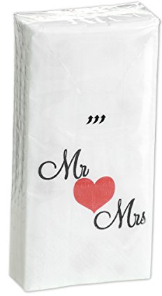 10 x 10 Taschentücher 'Mr & Mrs' zur Hochzeit für die Freudentränen