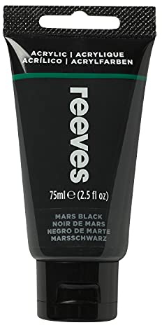 Reeves Acrylic Paint - Highly Pigmentented Acrylic Paint For Hobbyist, Leisure & School - Mars Black, 75ml
