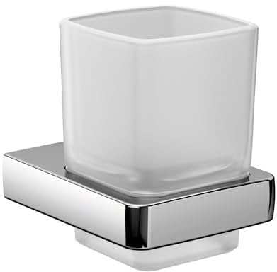 EMCO Trend Glashalter, Badzubehör, Kristallglas satiniert/Chrom, Zahnbürstenhalter, Badaccessoires, 022000100, Metall, Grau, One Size