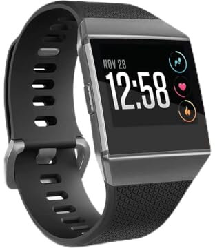 AIUNIT -Armband für Ionic-Smartwatch, kompatibel mit Herren, Damen, Teenager, Kinder, Schwarz, Größe L mit rauchgrauer Schnalle, Sportzubehör