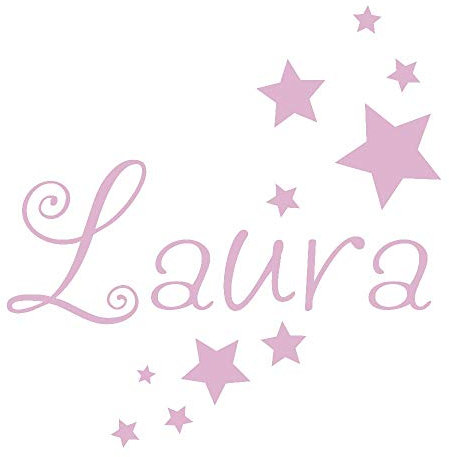 timalo® Wandtattoo mit Namen und Sternen für Kinder – personalisierbar für Jungen und Mädchen | 73077-flieder-20cm-10sterne