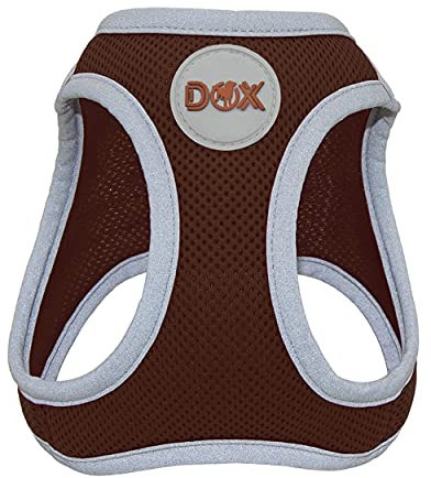 DDOXX Reflektierendes Airmesh Step-In Hundegeschirr - Verstellbare Brust Welpengeschirr für alle Größen - XS (Braun)