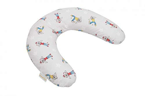 gws Family Nackenkissen Babyhörnchen Ed & Edda 100x21cm ⭐ weich & anschmiegsam ⭐ hochwertige EPS-Micorperlenfüllung ⭐ TÜV Zertifiziert Nackenstütze Kuschelkissen Farbe Sterne grau mellage