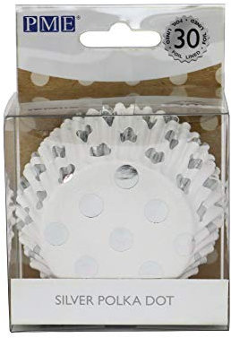 PME Foil-Lined Cupcake Cases, Polka Dot, Silver (Pack of 30)