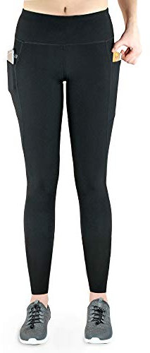Formbelt Variosports Sportleggings Damen mit 2 Seitentaschen für Handy, Smartphone, Kreditkarte lauftights Plus Size große Größe Übergröße Slim fit - schwarz-XXL