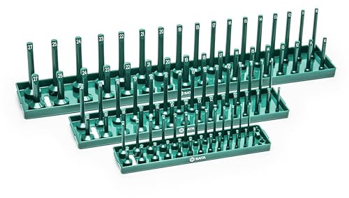 SATA ST95401 1/4, 3/8 and 1/2 3-Piece Metric Socket Tray Set, for Conveniently Storing Sockets