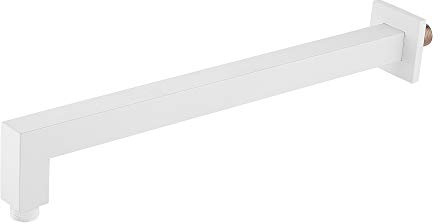 BERNSTEIN Brausearm 04E Duscharm in Weiss Eckige Duschkopfhalterung für Regendusche Duschkopfhalter aus Edelstahl - Länge 37,5cm