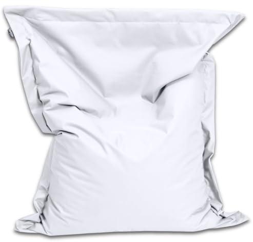 BuBiBag Sitzsack XL 160x145 cm mit Füllung – Handgefertigt – Bean Bag Indoor & Outdoor – Liegekissen Lounge Erwachsene – wasserabweisend – Weiß