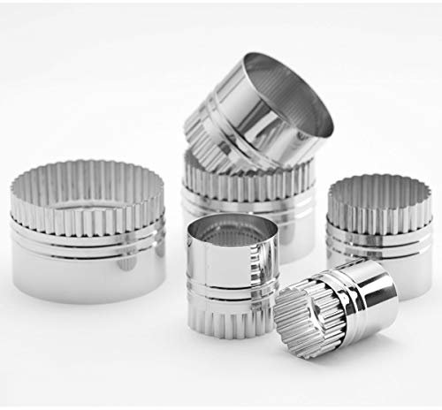 thermohauser Ausstecherset (Edelstahl rostfrei), Rund, Rand glatt/gewellt, 6-tlg., Durchm. 5,0-11,4 cm, verpackt in Blech-Aufbewahrungsdose