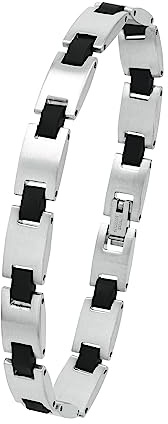 Amor Armband Edelstahl Kautschuk Herren Armschmuck, 21 cm, Silber, Kommt in Schmuck Geschenk Box, 9296750