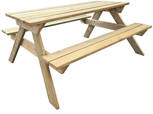 Tidyard Picknicktisch Bierbank Picknickbank Bank Tisch Sitzgruppe Massivholz Kiefernholz 50 x 135 x 71,5 cm