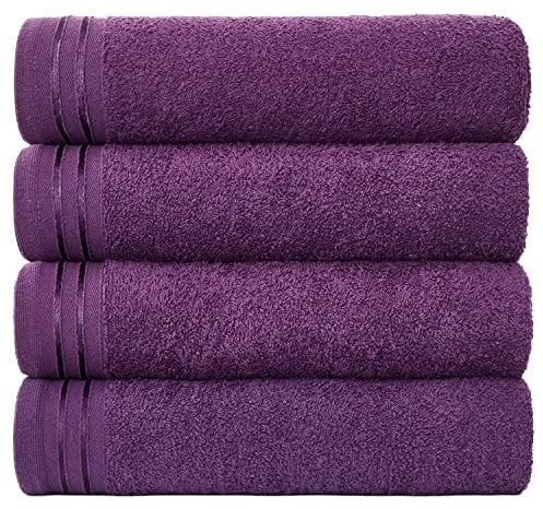 GC GAVENO CAVAILIA Bath Sheets Set of 4 | 500 GSM Bath Towels 75x135 Cm Quick Dry & Super Absorbent Bath Sheet | Egyptian Cotton Towels Large Bath Sheets Towel Bale, Purple