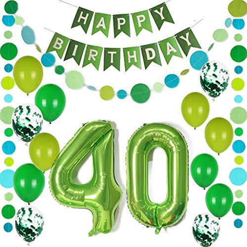 Grün 40. Geburtstag Dekoration frau ,Grün Tortendeko Geburtstag 40 Jahre mann,40 Geburtstag frauen mann Party Deko,Tortendeko 40. Geburtstag Männer frauen,Geburtstagsdeko 40 Jahre mann