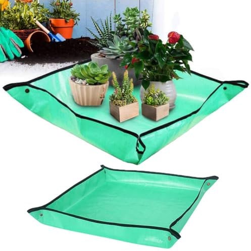 AISHOW 2 Stücke Pflanzunterlage Gartenmatte 100cm/68cm Wasserdicht Pflanzmatte Umtopfmatte Gartenarbeitsmatte Schutzpolster Grün