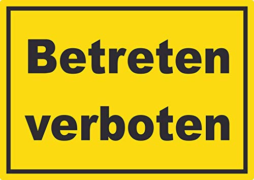 Betreten verboten Aufkleber gelb-schwarz A7 (74x105mm)