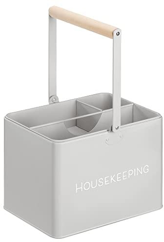 Navaris Cesta para Productos de Limpieza - Caja de almacenaje con 3X Organizador para Productos de Fregadero Cocina baño - 27,7 x 23 x 21 cm - Gris