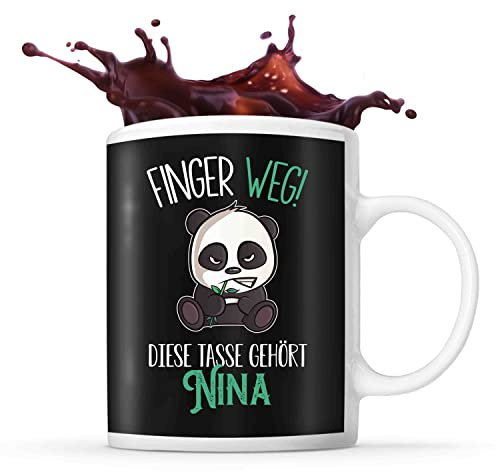 Tasse Nina | Finger Weg! Diese Tasse gehört | Vorname Panda Tasse mit Spruch lustig Fun Tasse Geschenkidee fürs Büro zum Geburtstag Jubiläum Kaffeetasse Bürotasse