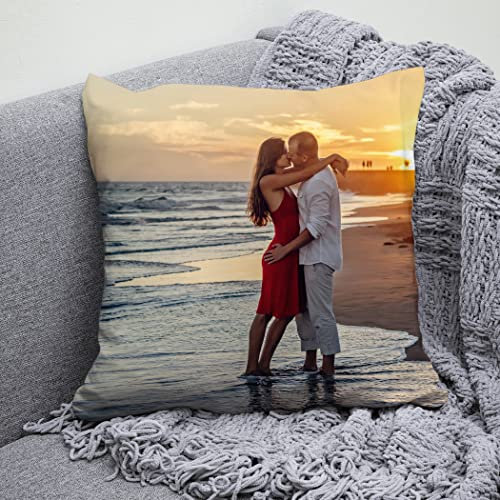 Anlewo FotoKissen Selbst gestalten 35 x 35 cm Doppelseitig - Personalisiertes mit eigenem Foto gestalten-Optionaler Kisseneinsatz - Geschenk-Idee, Geburtstag, Valentinstag