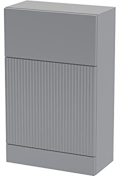 Hudson Reed FLU241 Fluted Modern Bathroom Floor Standing WC Unit (Toilet Pan and Concealed Cistern Not Included), 500mm, Satin Grey