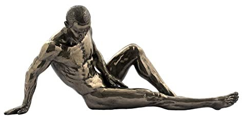 ORIGEN Figur aus Kunstharz, Mann, nackt, liegend, Innenbeleuchtung, L 26 cm