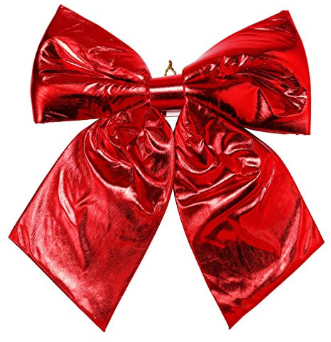 allgala XBW92305 Weihnachts-Dekorative Metallfolie Stoffschleifen für Kranz, Girlande, Weihnachtsbaum, Stuhl, Hochzeit, 2 Stück, 20 x 25 cm, Rot