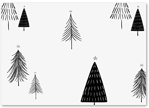 100 Tischunterlagen Weihnachten mit Tannenbäumen I DIN A3 eckig I Platz-Set aus Papier I modernes Design I Einweg Tischset I Black & White I Gastronomie I dv1151