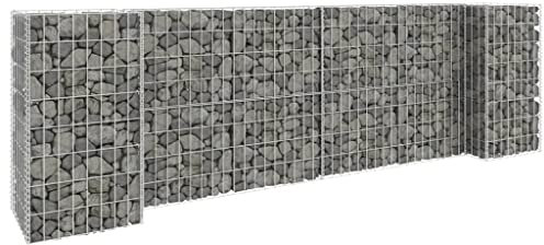 WIFESE Panier de Gabion en H Fil d'acier 260x40x80 cm Argenté Jardinière à Gabion Décoration de Jardin Parterre de Fleurs Terrasse Mur en Gabion Bordure Sécurisée Mur de Soutènemen