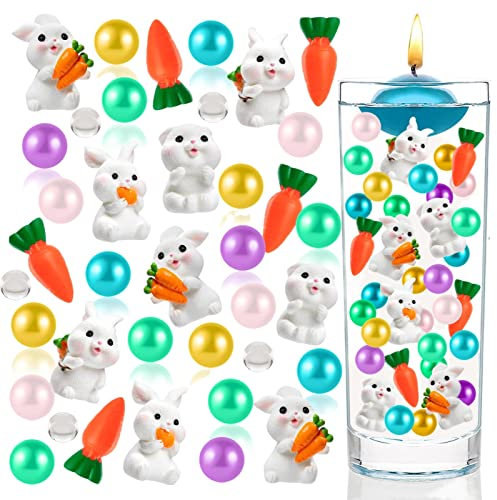 Oster Wasserperlen für Vasen Füller Schwimmende Perlen Kaninchen Karotte Granulate Ostervasenfüller Ostern Deko Gelkugeln Wasserperlen für Tischdekoration Pflanzenfüller (Perle)