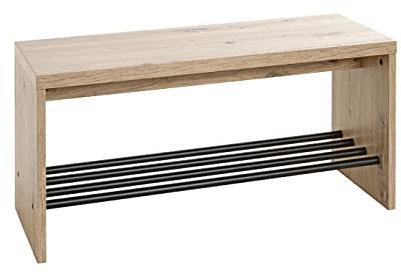 HAKU Möbel Schuhbank Eiche, schwarz, MDF, Metall - Maße: B 80 cm x H 40 cm x T 30 cm, Style: Modern