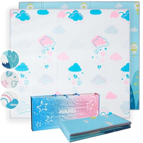 MIKMEL Spielmatte für Babys und Kinder, Faltbare Krabbeldecke, Wasserdichte Krabbelmatte aus Schaumstoff, Kindermatte zum Lernen (Wolken/Berge, Sehr groß)