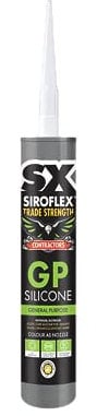 SX White Contractors General Purpose Acetoxy Curing Silicone 300ml – Strong Adhesion for Glass, Painted Surfaces, Ceramics & More – Permanently Waterproof & Flexible Silicone