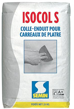 Colle pour Carreaux de Plâtre Isocol Super Semin, Intérieur, Poudre, Sac 25 kg