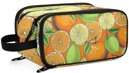 Borsa da toilette da viaggio vintage limone lime arancione per donne ragazze uomini borsa da bagno impermeabile portatile borsa cosmetica custodia per trucco, #1, Taglia unica, Beauty Case