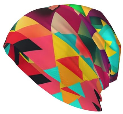 Ogniwo Halloween Herren Beanie Hut Winter Warme Strickmützen, Strickmütze Beanies Frauen Mehrfarbig Weich, Bunte Dreieck Druck, Buntes Dreiecksmuster, Einheitsgr��e