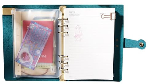KISSKI·H Olvido A5 Nachfüllbares Leder Tagebuch, Schreib Notizbuch, Vintage Planer, Binder Notizbuch mit Leder Druckknopf, 6 Ringbuch Reisetagebuch Notizbuch, Geschenk für Damen/Herren, Blau