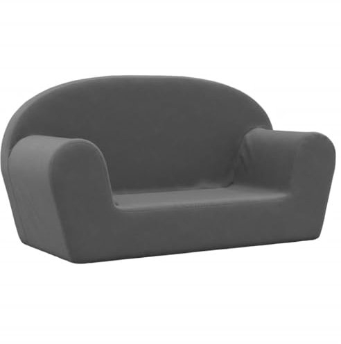 vidaXL Sofá para niños de 2 plazas Felpa Suave Gris Antracita