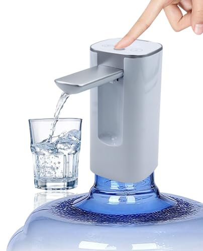 Smart Water Dispenser, Electric Portable Water Bottle Pump Rechargeable USB Charging Autofolding Spout for Kitchen Office Home Camping Bedroom Campervan White