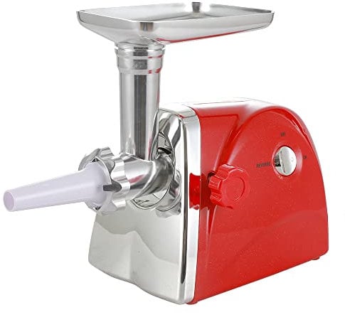 Tritacarne elettrico, 2800 W, in acciaio inox, tritacarne elettrico, tritacarne in acciaio inox (rosso)