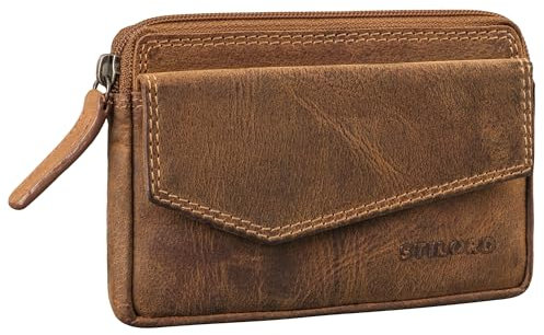 STILORD 'Cruz' Vintage Schlüsseltasche Leder Schlüsseletui mit RFID Kartenfächer Echtleder Schlüsselmäppchen Schlüsselmappe für Auto-Schlüssel und Kreditkarten, Farbe:Bergamo - braun