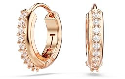 Swarovski Orecchini a cerchio matrice, cristalli bianchi taglio rotondo in una montatura placcata oro rosa, One Size, Placcato in oro rosa, zirconia cubica, Zirconia cubica