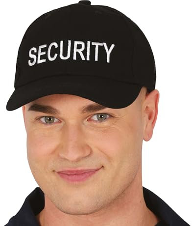 FIESTAS GUIRCA | Security Mütze (Einheitsgröße) - Kostümzubehör für Polizei- und Halloween-Partys sowie Karneval - Ideal für Cosplay - Unisex für Erwachsene - Schwarz