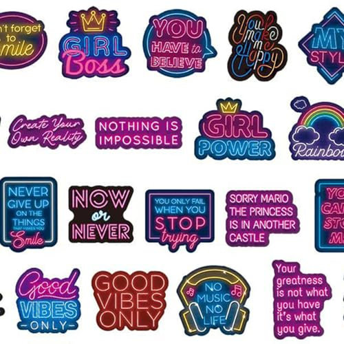 Aufkleber 100 Neon Sprüche Sticker Set Wasserfeste Vinyl Decals Aesthetic Inspirierend Zitate Motivations Sticker Für Laptop Handy Vision Board Scrapbooking Tagebuch Mappen Fotoalbum Tassen Skateboard