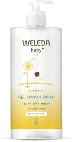 WELEDA - Gel lavant doux au Calendula sans parfum - Nettoie en douceur - Pour la toilette quotidienne des peaux délicates des bébés et des jeunes enfants - / - 750 ml