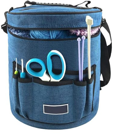 Miloll Knitting Bag - Large Yarn Storage Organizer with Pockets, Shoulder Strap, Handle - Gifts for Crocheters, Knitting Bags for Wool Storage, Crochet Bag, Crochet Bowl