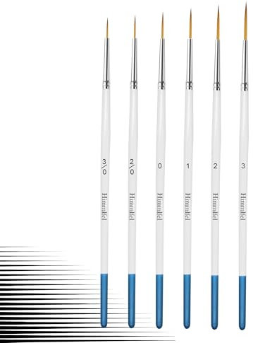 Himmlfel Rigger Brush Set, 6 Pinceaux Rigger pour Peindre des Fines Lignes Longues, des brins d'herbe, des Cheveux et Plus Encore. Pinceaux pour Peinture Acrylique, Aquarelle, Huile et Gouache