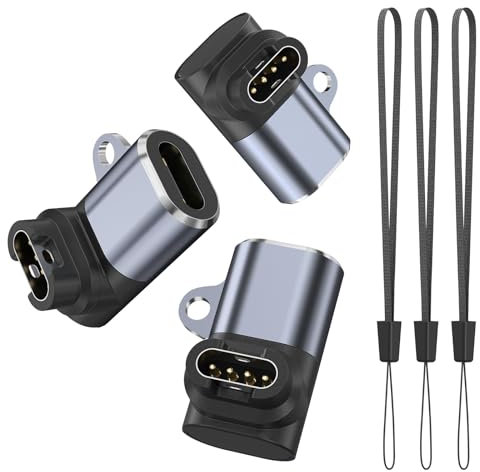 3 Pack Garmin Watch Charger Adapter, USB C Charging Adapter for Garmin Vivoactive 6 5 4 3 3S 4S, Venu Sq/Sq 2/Venu 2/2 Plus, Forerunner 55/165/255, Fenix 7 7S 7X 6s 6 6X,instinct Tactical (3-PACK 02)