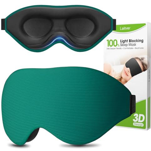 Laitver Schlafmaske für Seitenschläfer, 2025 Aktualisiertes Design 3D Lichtblockierend Augenmaske Frauen & Herren, Bequem & Atmungsaktive Druckfrei Schlafbrille mit Verstellbar Gummiband, Marineblau