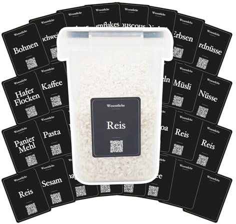 32 etiketten vorratsdosen Wesentliche Schwarz auf Deutsch - küche aufbewahrung & organisation, etiketten küche vorrat, küchenetiketten, beschriftung vorratsdosen, küchenzubehör, küchen gadgets